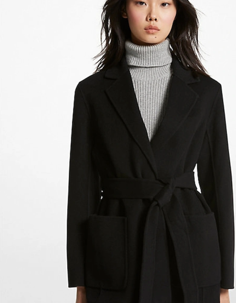 Double Faced Wool Blend Belted Coat