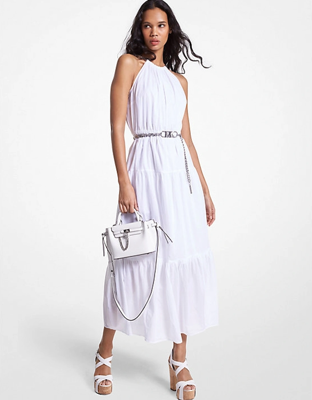 Chain Halter Cotton Lawn Midi Dress, 2 of 1