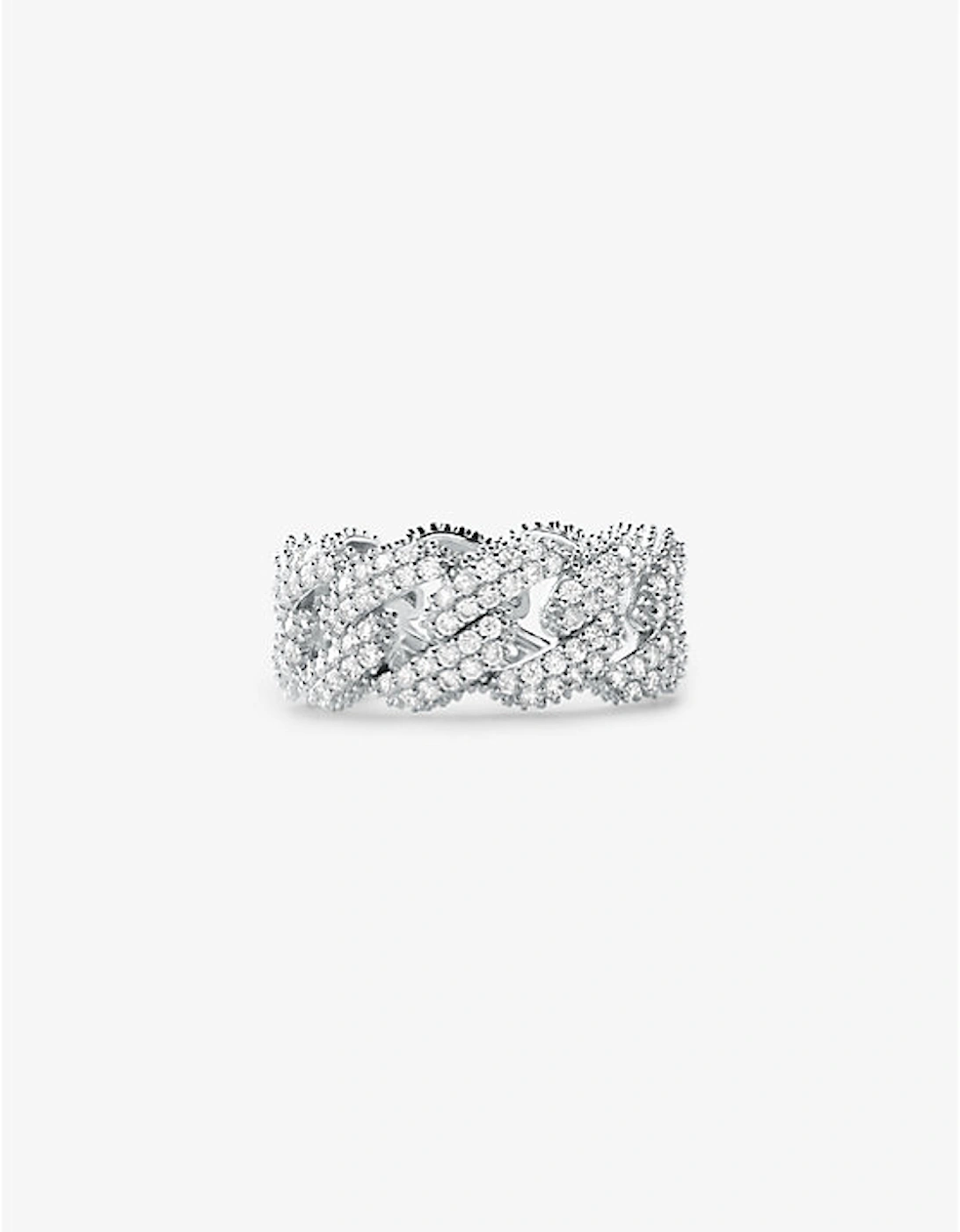 Precious Metal-Plated Sterling Silver Pavé Curb Link Ring, 4 of 3