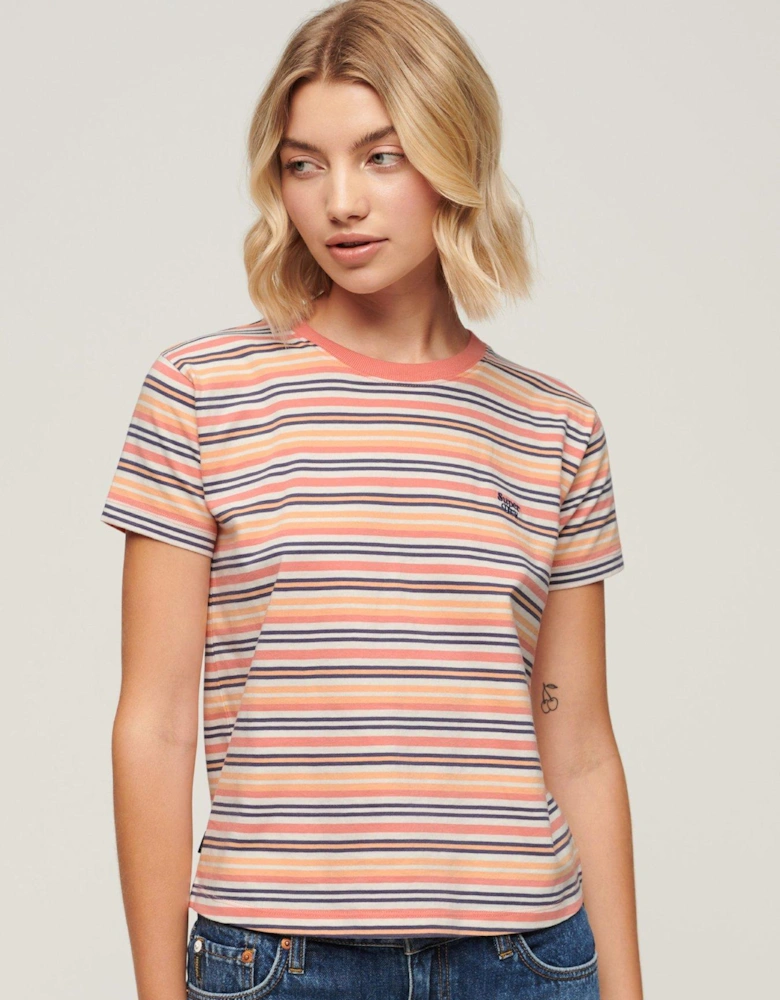 Essential Logo Striped Fitted T-shirt - Pink