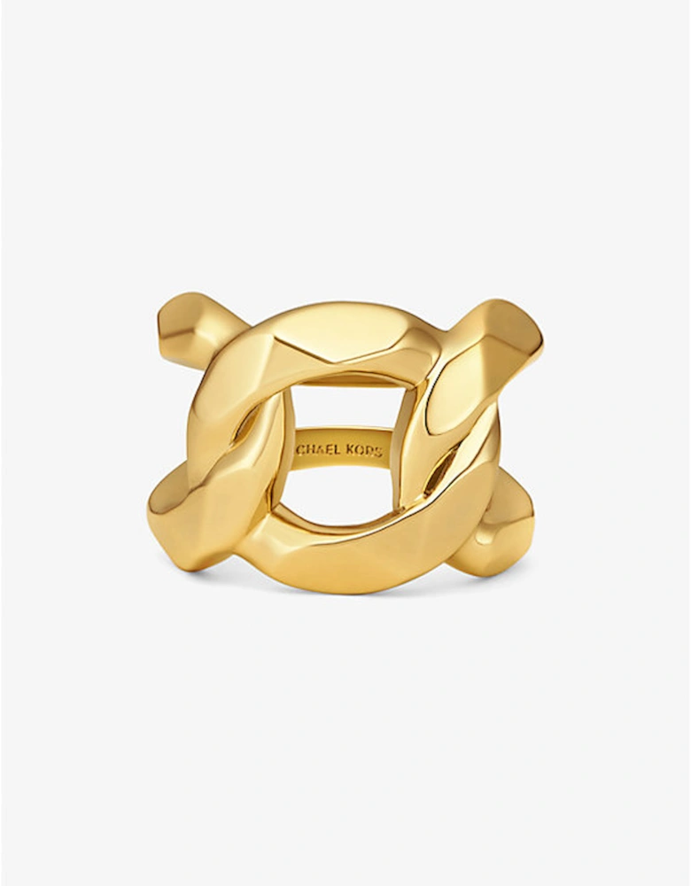 Precious Metal-Plated Brass Curb-Link Ring