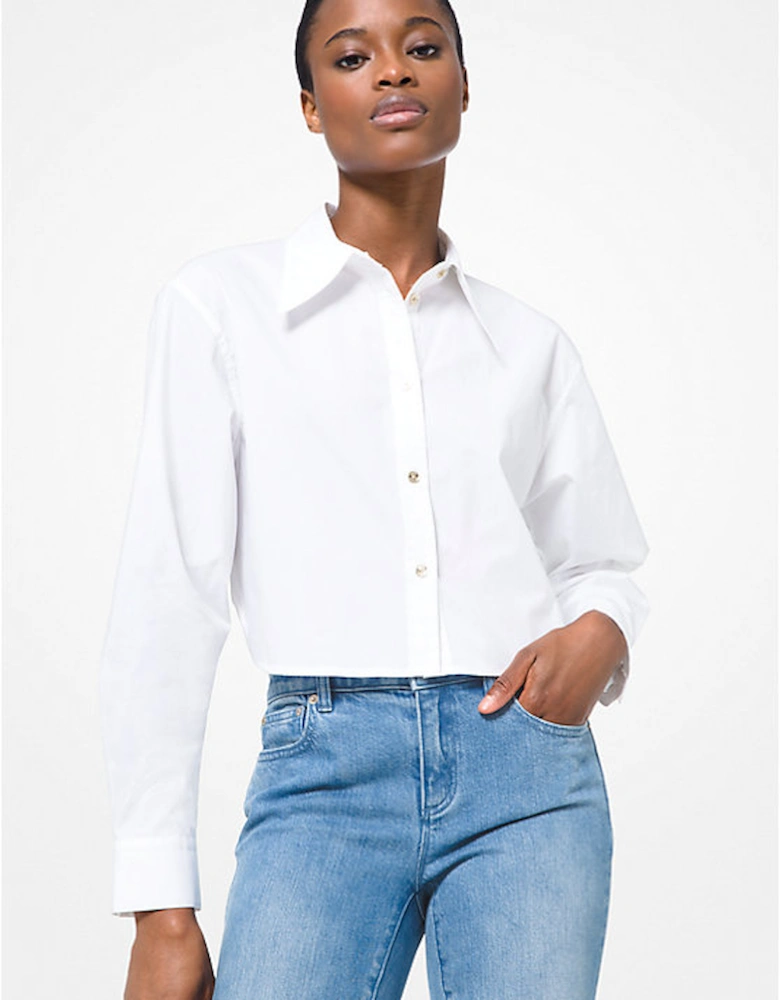 Stretch Cotton Poplin Cropped Shirt