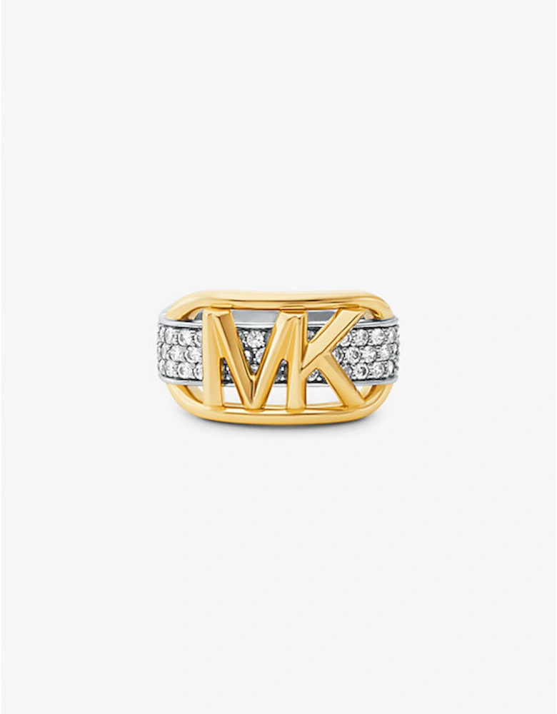 Precious Metal-Plated Sterling Silver Pavé Empire Logo Ring