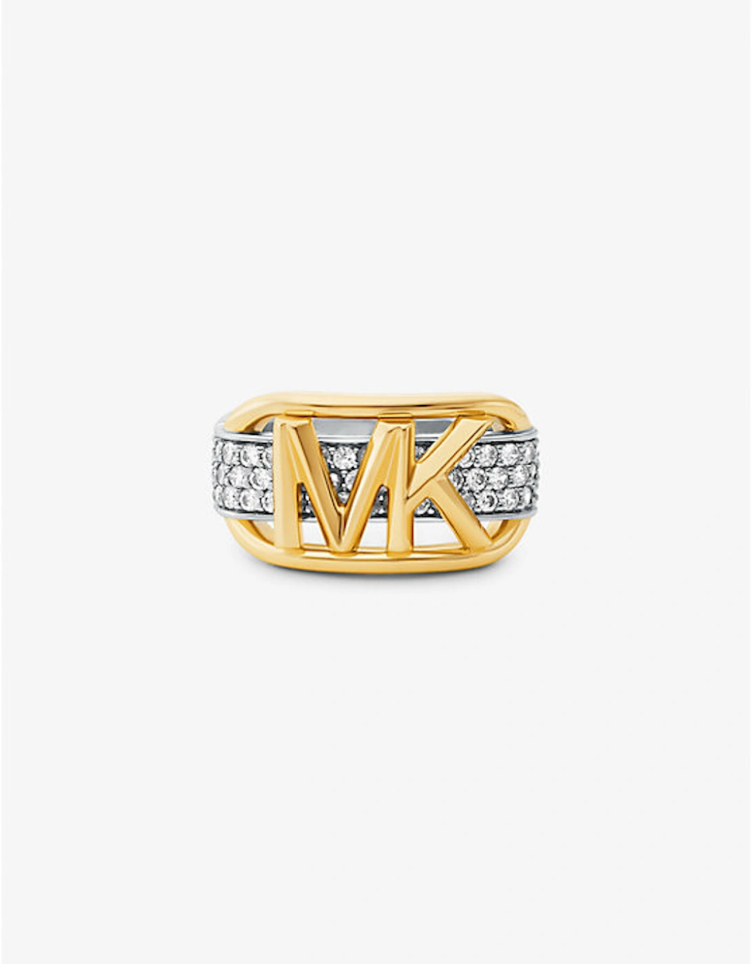 Precious Metal-Plated Sterling Silver Pavé Empire Logo Ring, 2 of 1