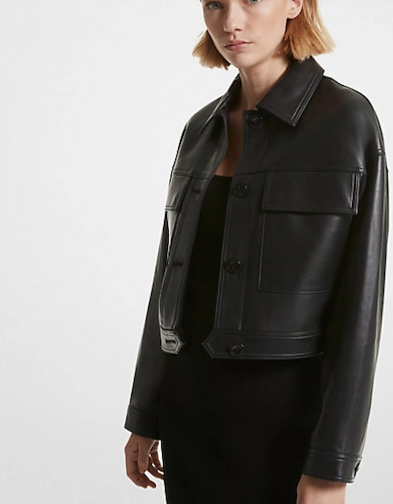 Leather Cropped Jacket