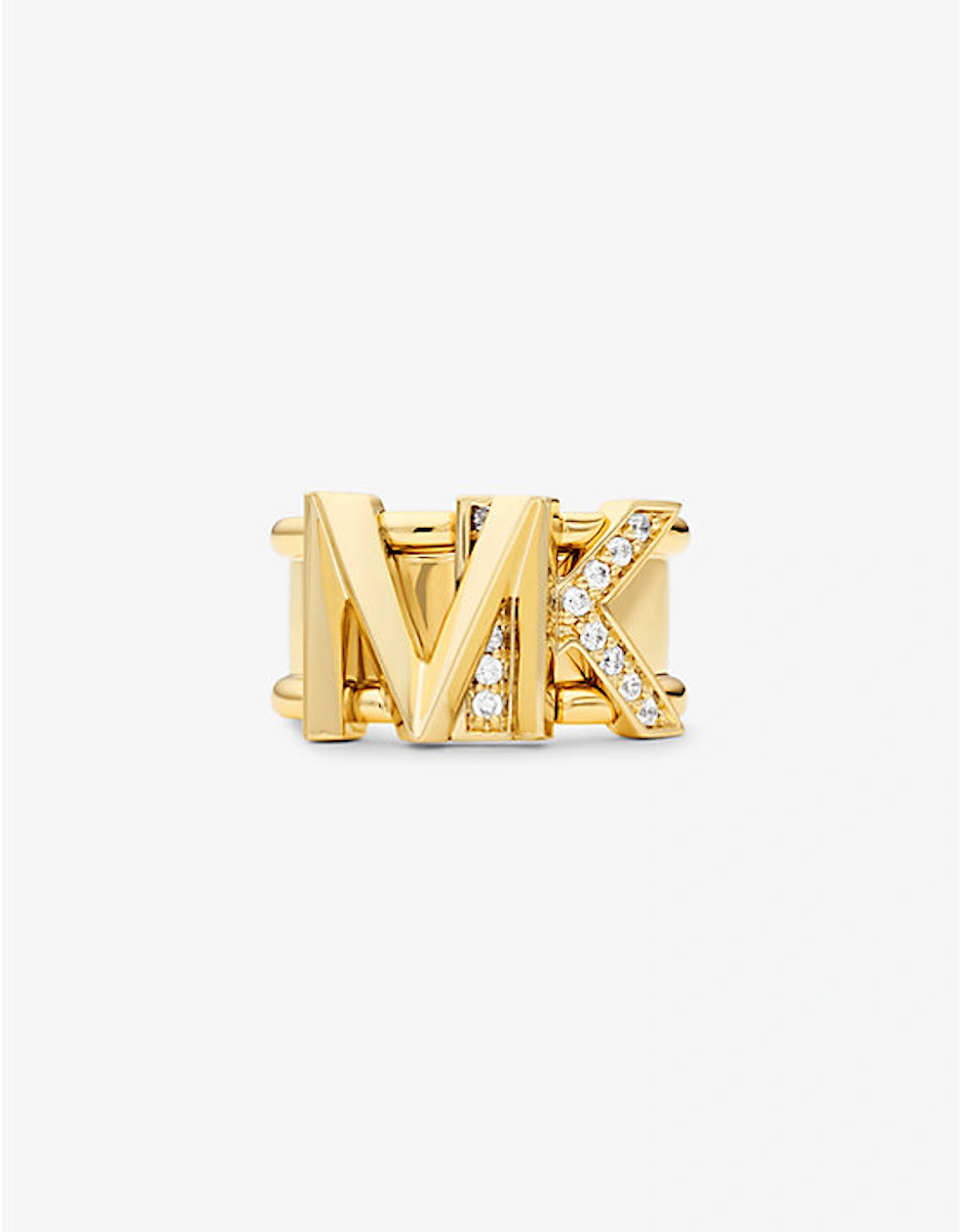Precious Metal-Plated Brass Pavé Logo Ring, 2 of 1