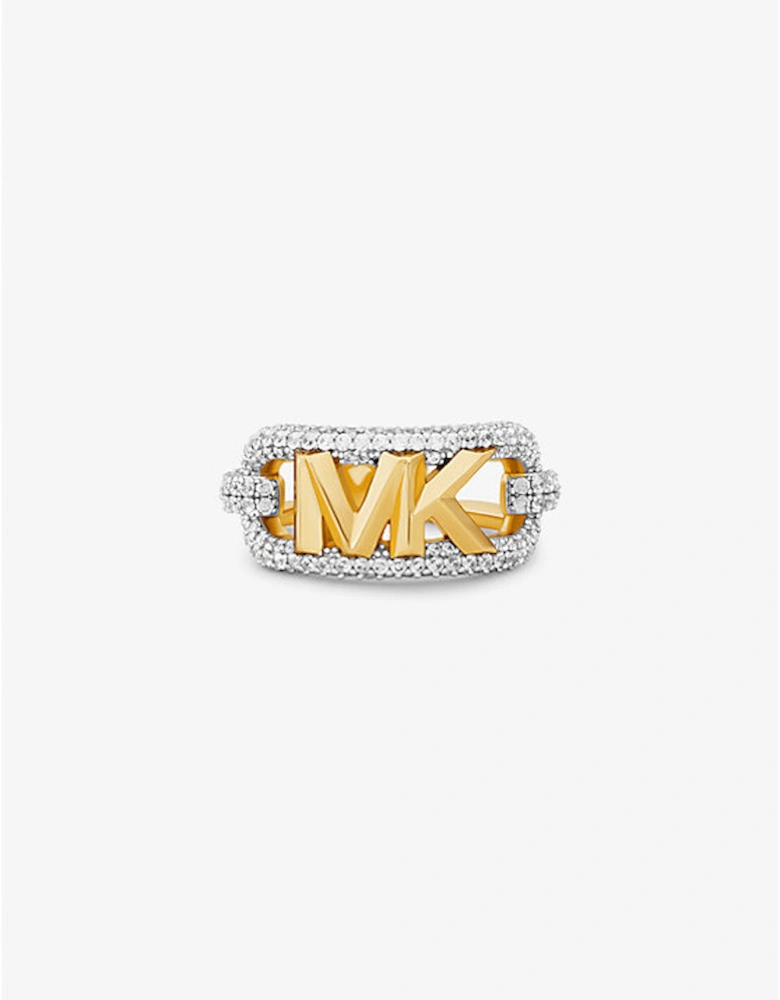 Precious Metal-Plated Brass Pavé Empire Logo Ring