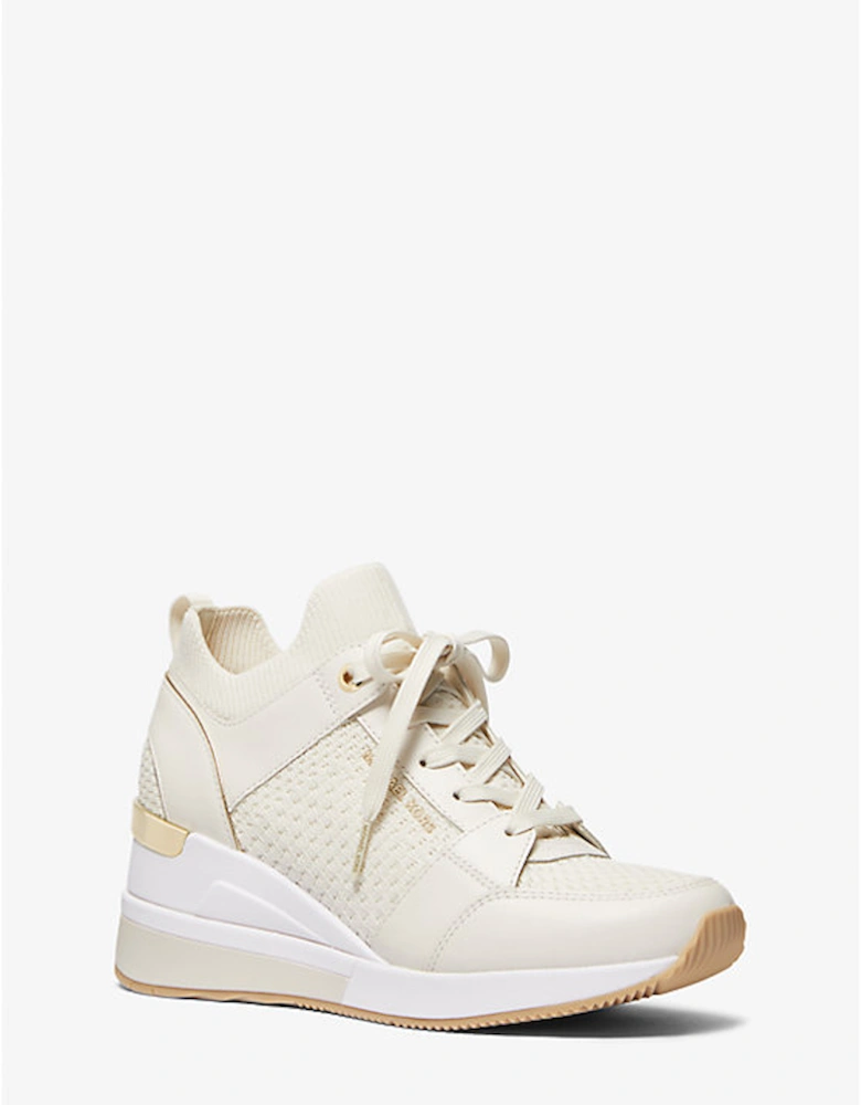 Georgie Textured Knit and Leather Trainer