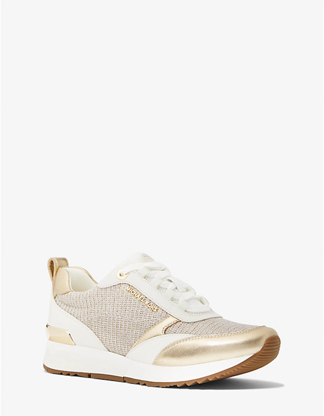 Allie Stride Leather and Glitter Chain-Mesh Trainer, 2 of 1