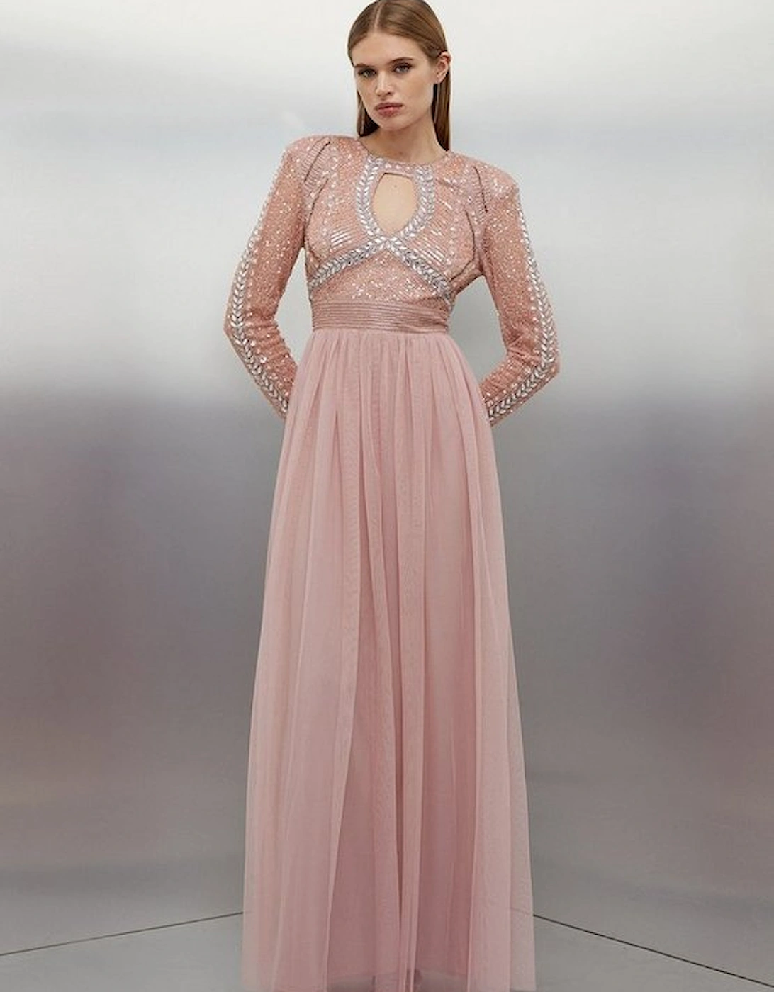 Embellished Woven Maxi Dress With Tulle Skirt, 5 of 4