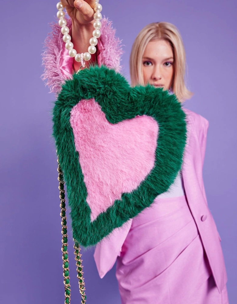 Faux Fur Love Heart Bag