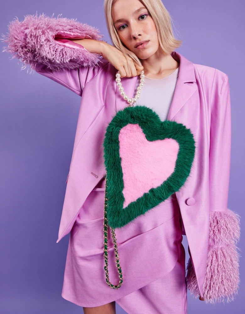 Faux Fur Love Heart Bag
