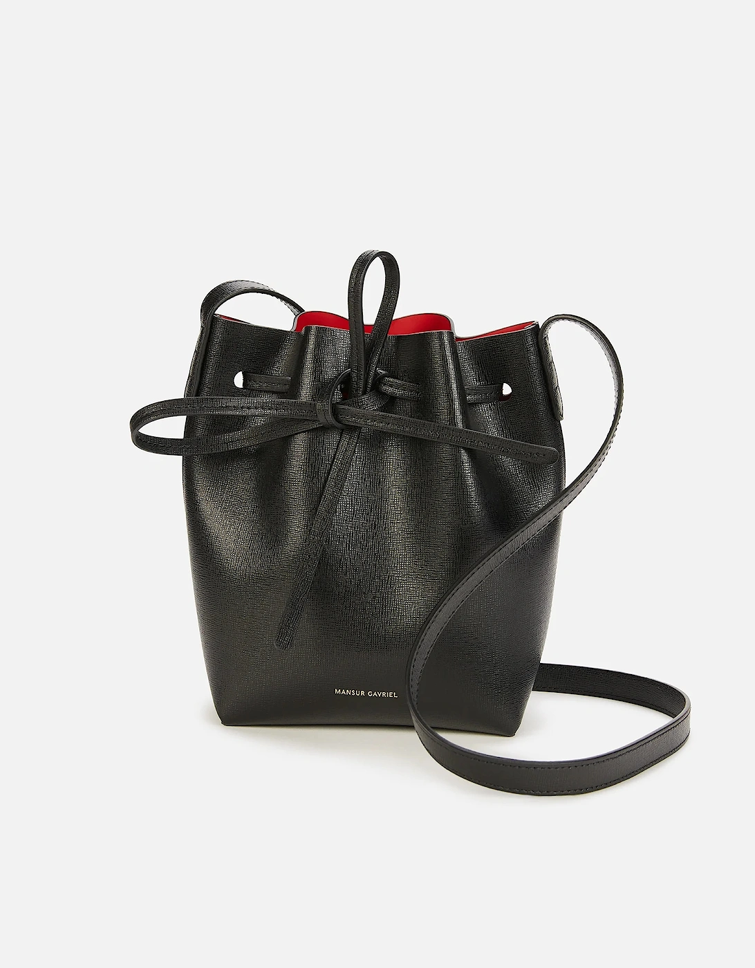 Women's Mini Mini Saffiano Bucket Bag - Black/Flamma - - Home - Women's Mini Mini Saffiano Bucket Bag - Black/Flamma, 2 of 1