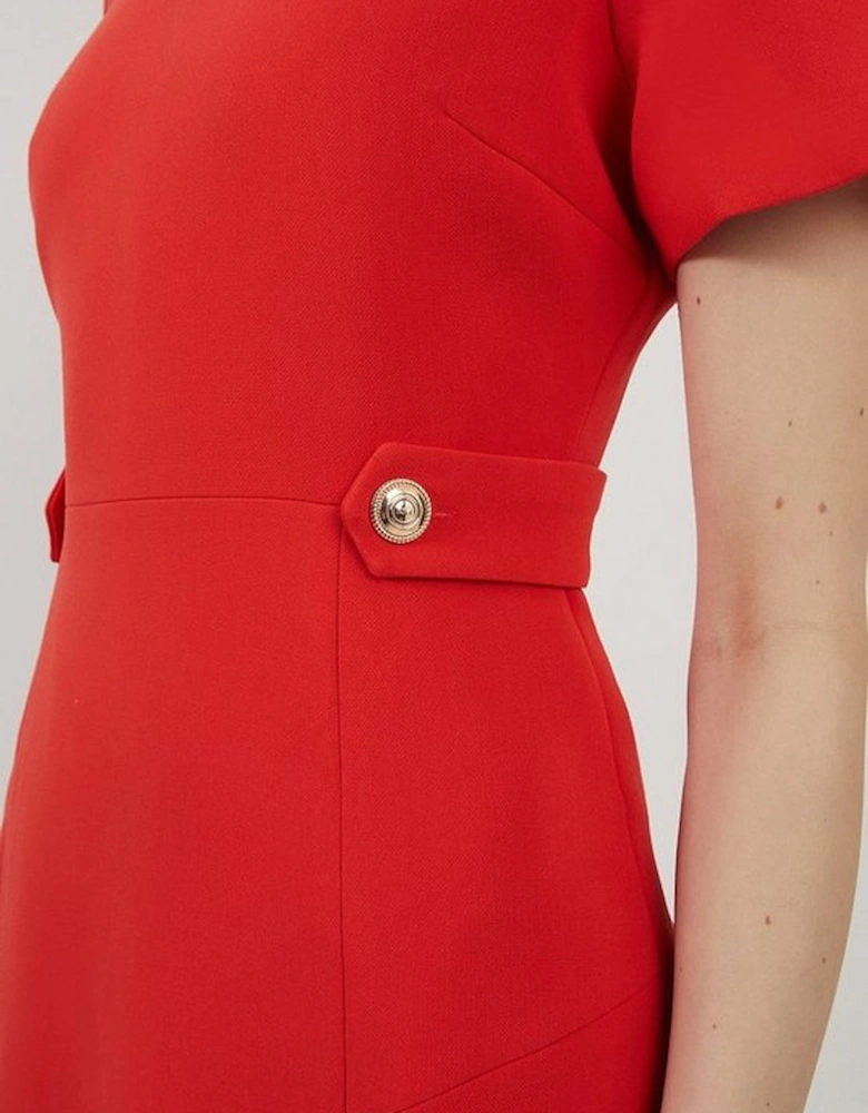 Compact Stretch Essential Waist Tab Detail Tailored Mini Dress