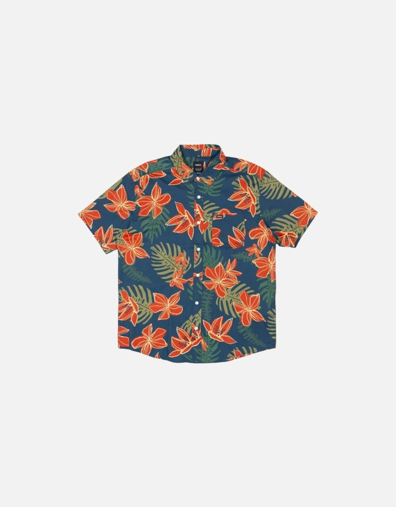 Wild Hibiscus Shirt - Duck Blue