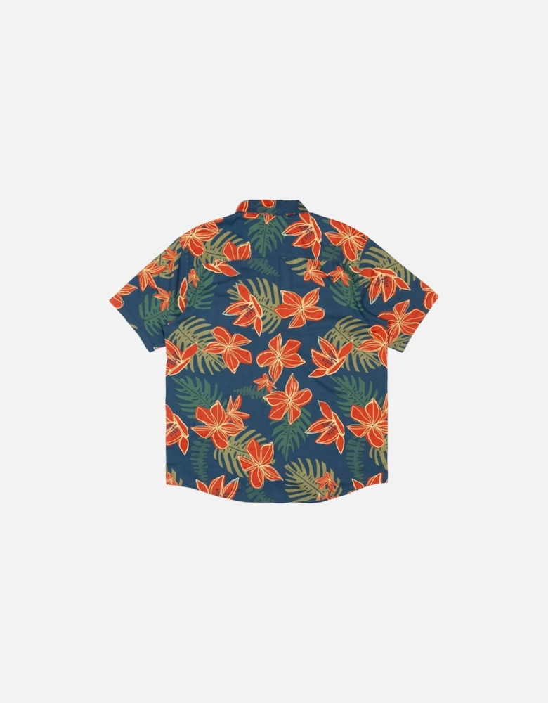 Wild Hibiscus Shirt - Duck Blue