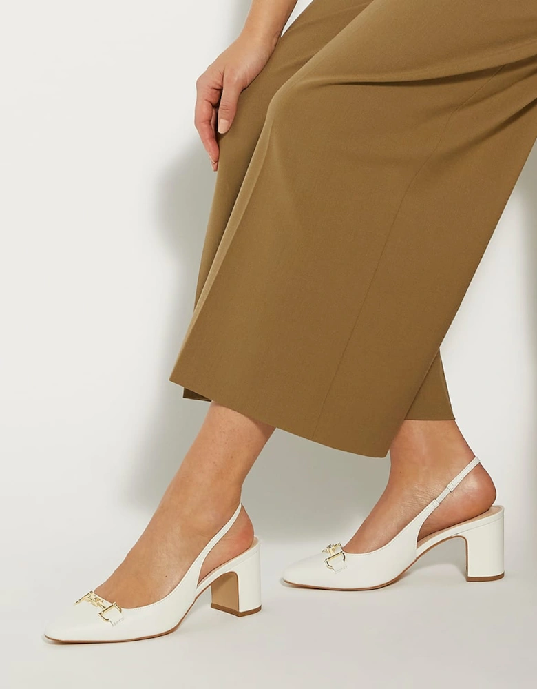 Ladies Detailed - Snaffle-Trim Heeled Slingback Courts