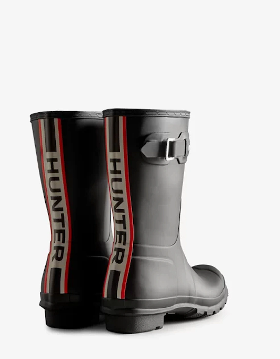 Hunter's Women's Tri-Colour Logo Backstrap Short Wellington Boots Black