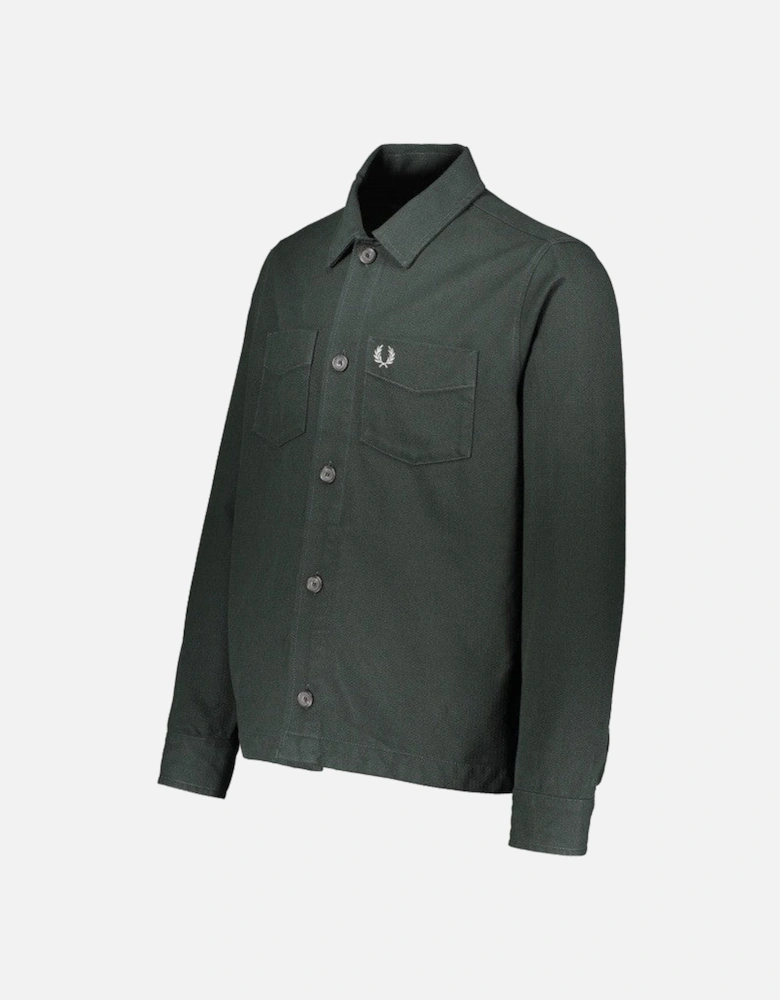 Wool Blend Overshirt -  Night Green