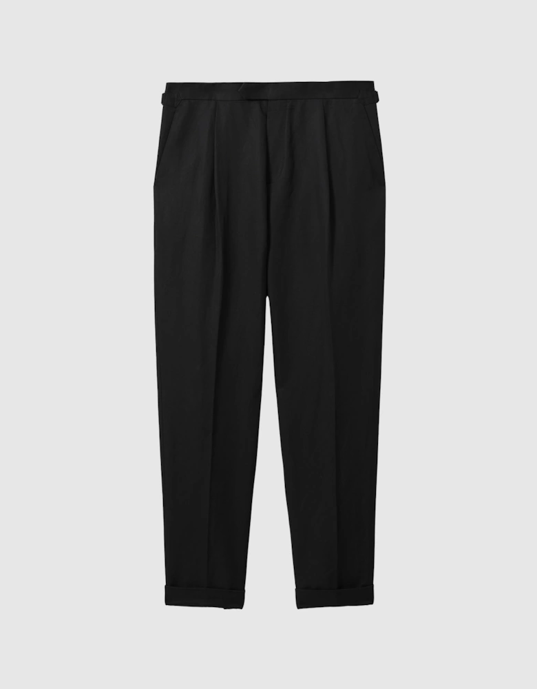 Relaxed Cropped Trousers with Turned-Up Hems
