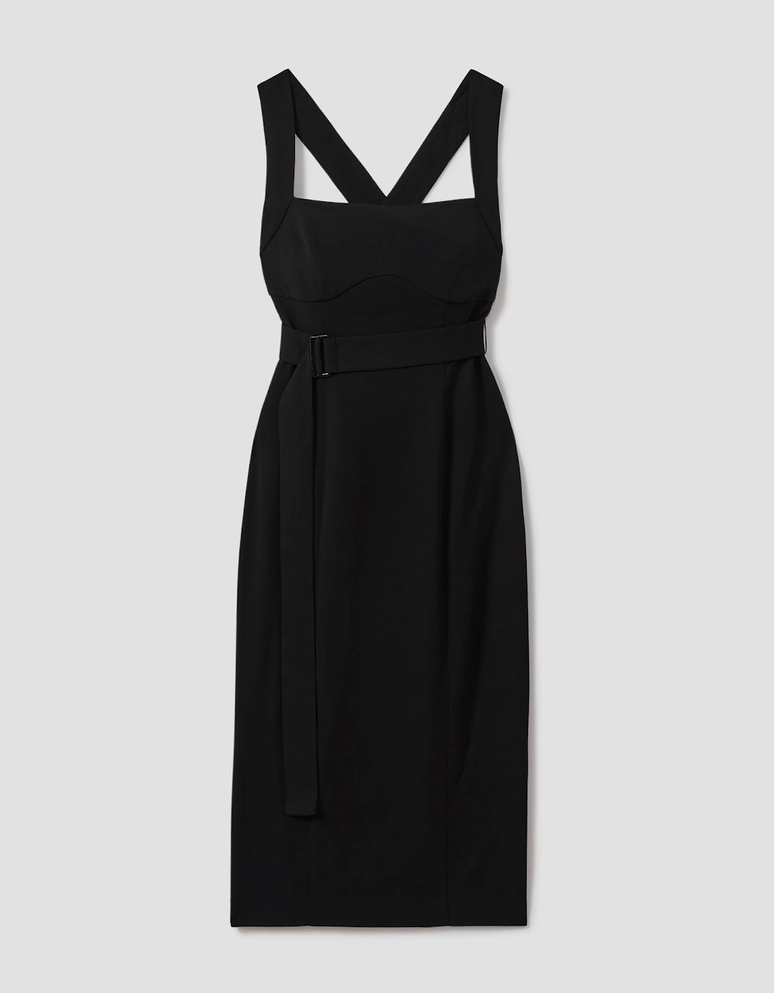 Cross-Back Belted Bodycon Midi Dress, 2 of 1