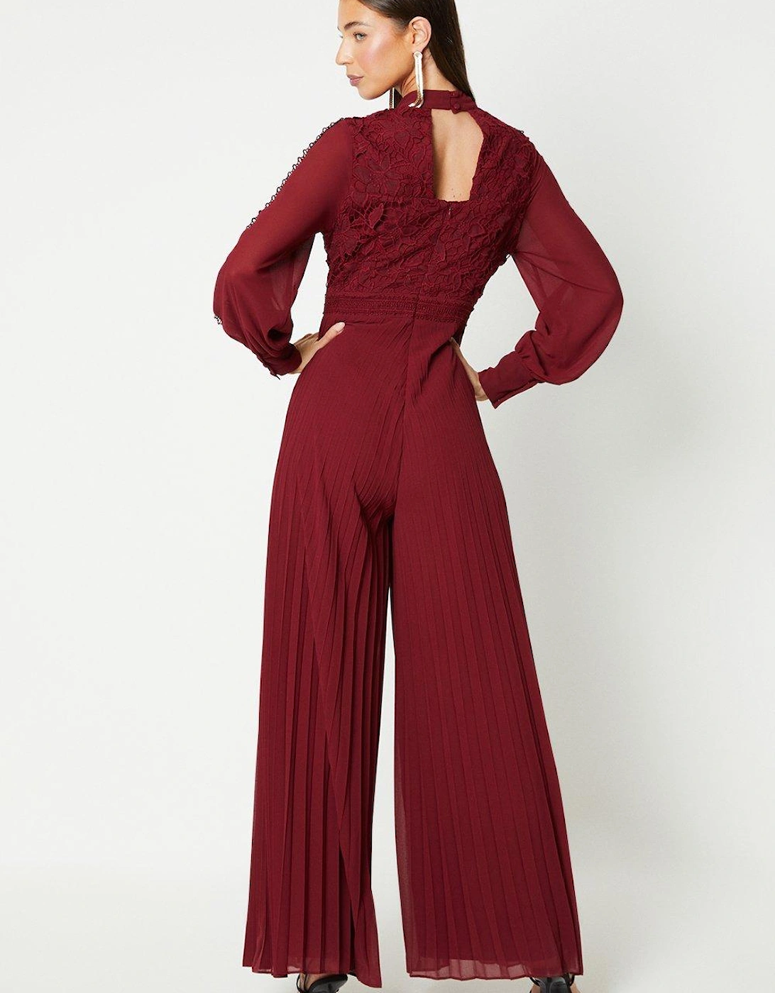 Lace Trim Blouson Sleeve Jumpsuit