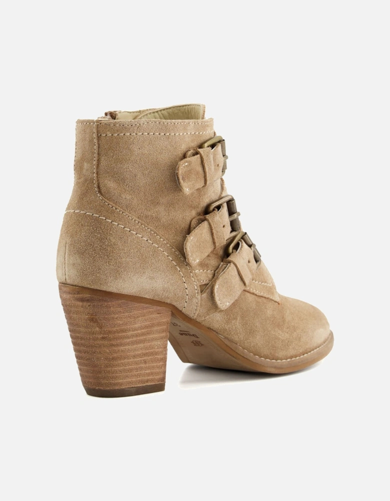 Ladies Puzzler - Buckled Suede Ankle Boots