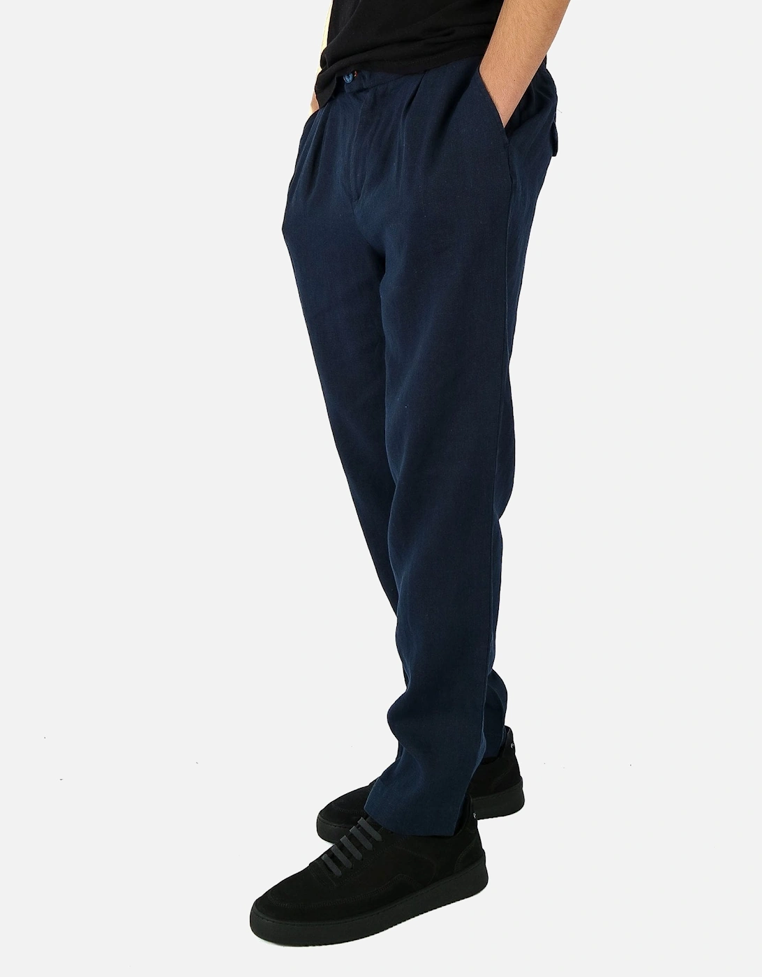 Pleat Linen Navy Trouser, 5 of 4