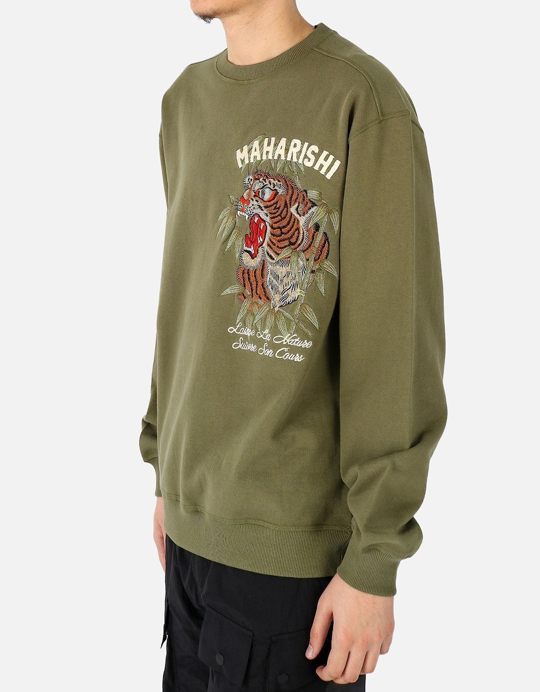 Maha Tiger Embroidered Khaki Sweatshirt