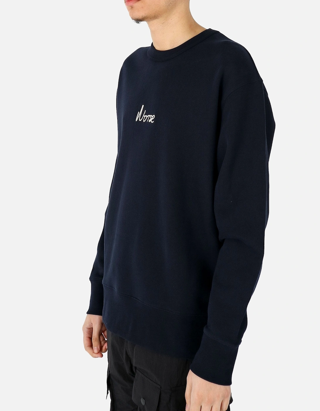 Arne Relaxed Chain Stitch Navy Sweatshirt