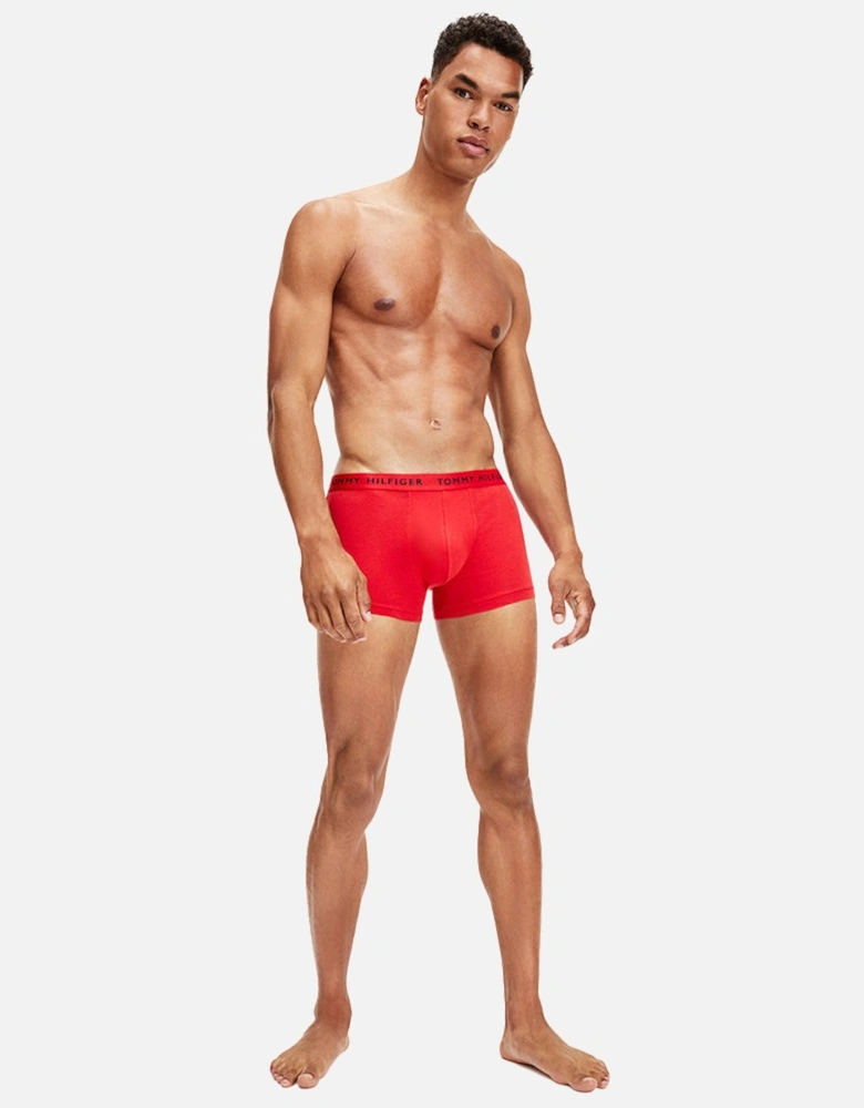 3-Pack Recycled Essentials Stretch Boxer Trunks, Red/White/Navy