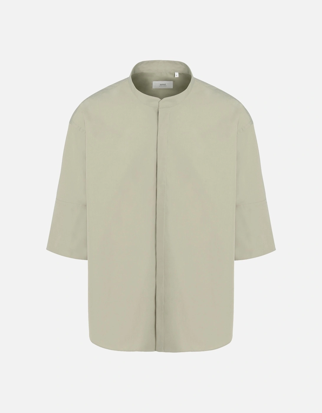 Mandarin Collar Poplin Shirt Beige, 6 of 5