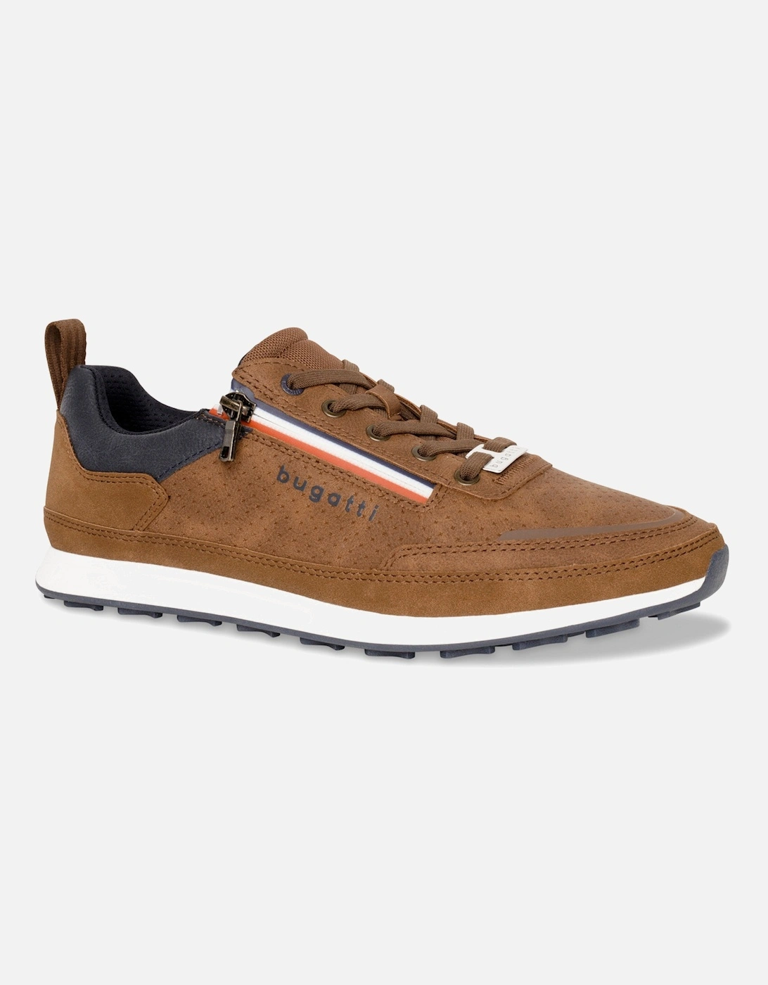 Mens Ross Perforated Suede Trainers (Cognac), 4 of 3