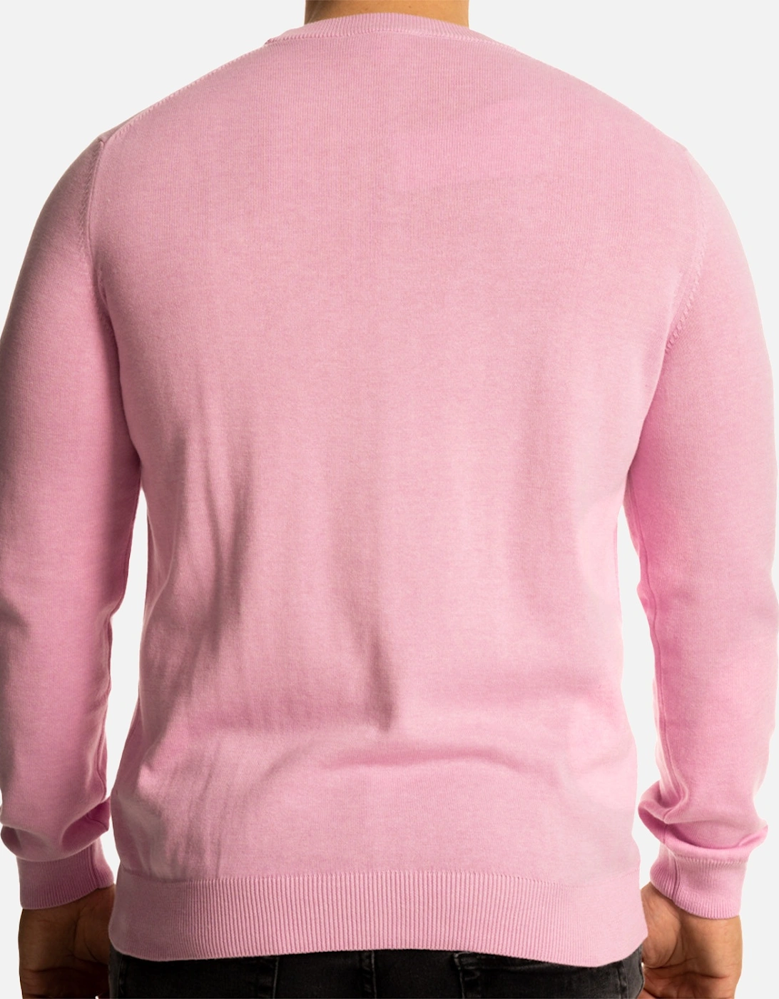 Mens Crew Neck Knitted Sweatshirt (Pink)