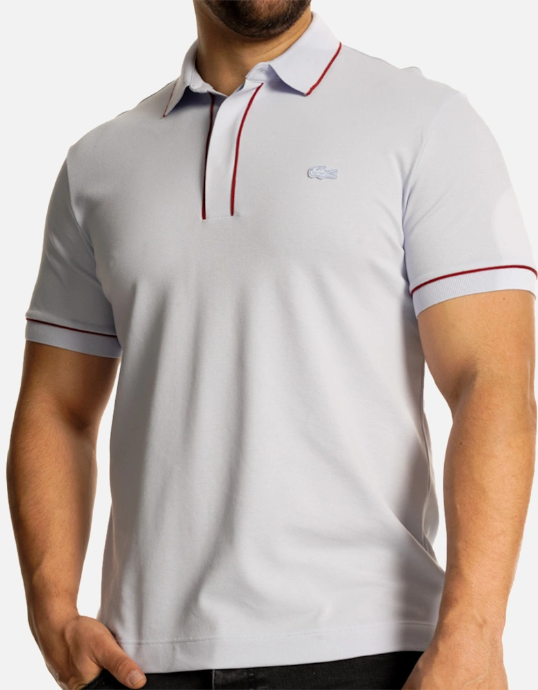 Mens Concealed Button Polo Shirt (Light Blue)