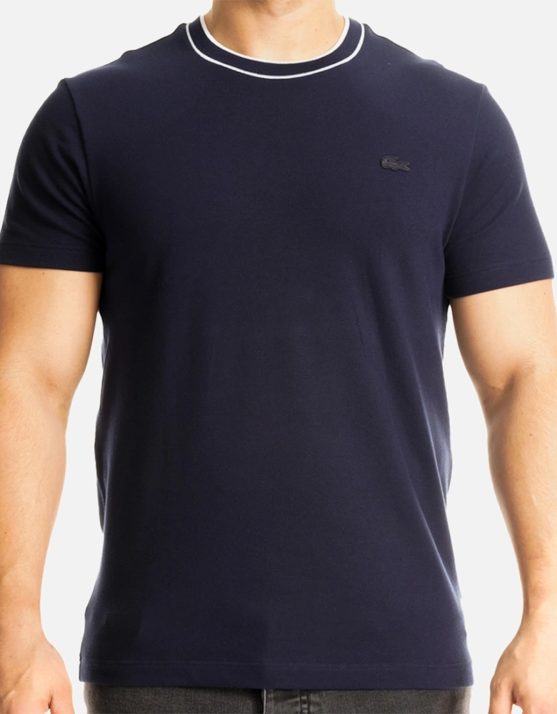 Mens Tipped Collar T-Shirt (Navy)