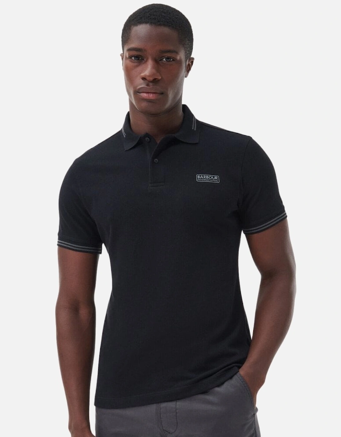 Essential Tipped Polo - Black / Grey