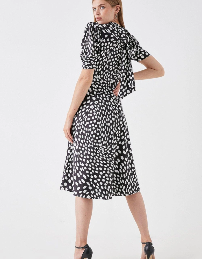 Sophie Habboo High Neck Puff Sleeve Midi Dress