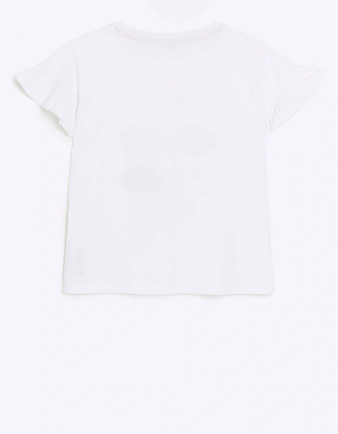Girls Graphic Frill T-Shirt - White