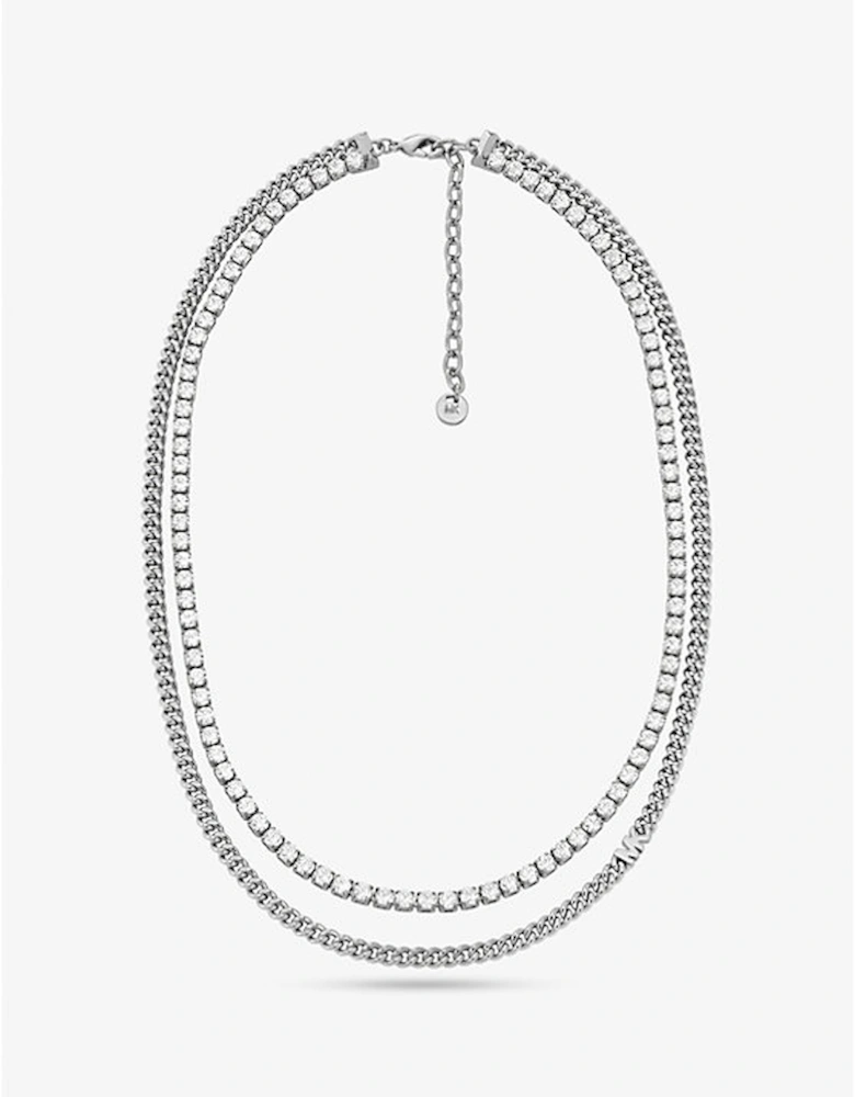 Precious Metal-Plated Brass Double Chain Tennis Necklace
