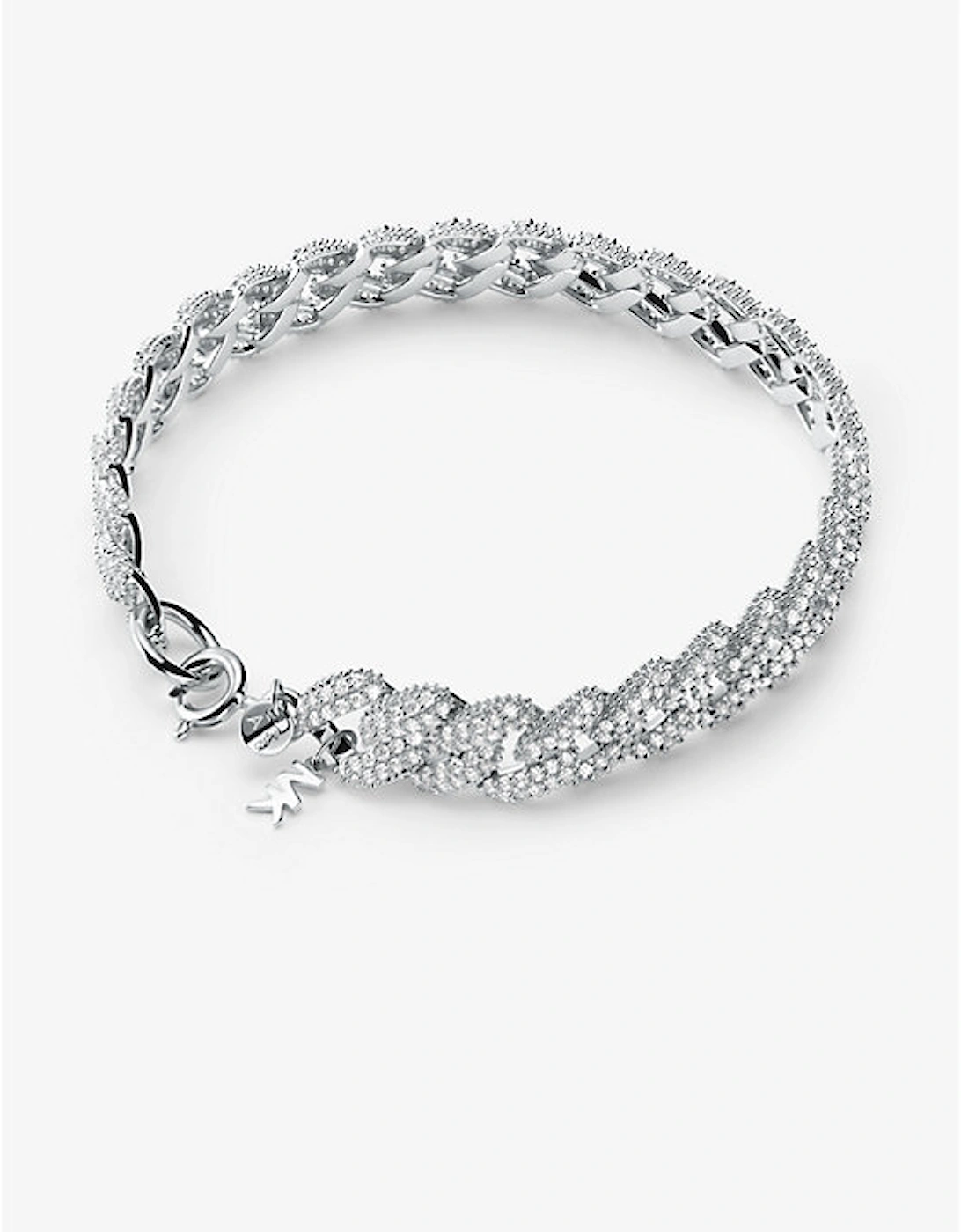 Precious Metal-Plated Sterling Silver Pavé Curb Link Bracelet, 2 of 1