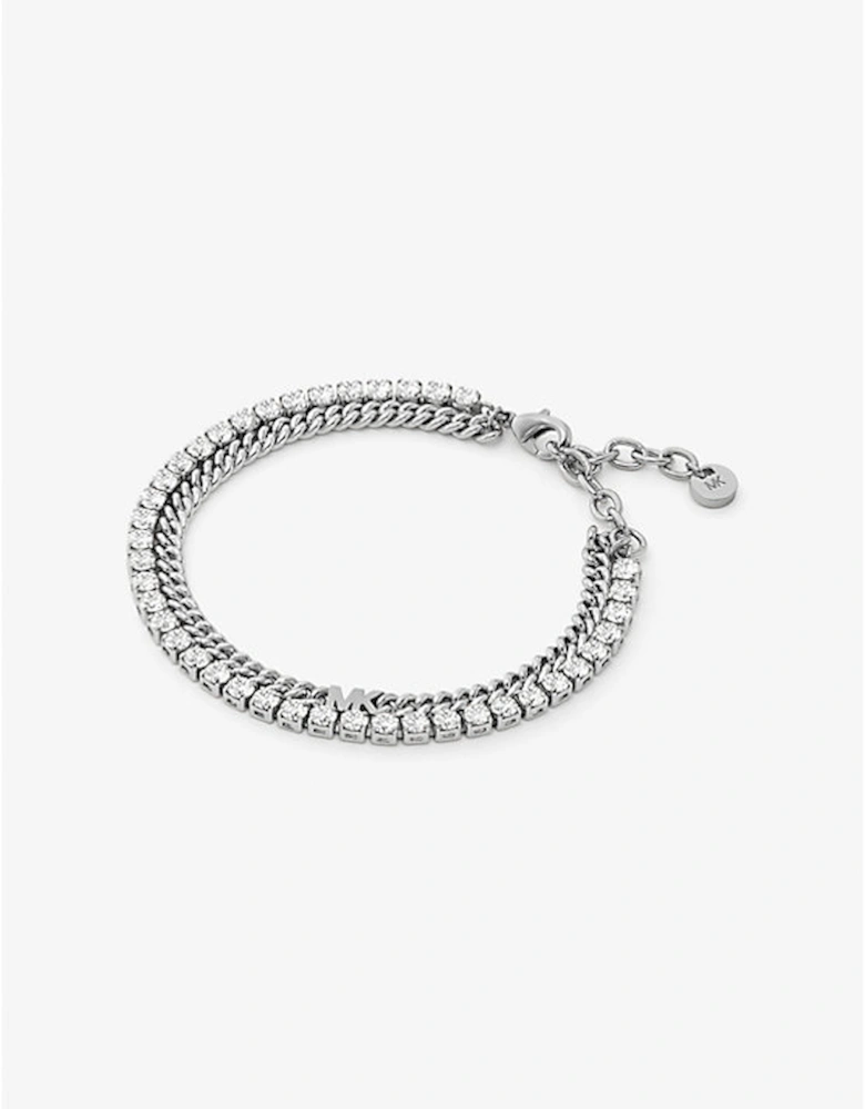 Precious Metal-Plated Brass Double Chain Tennis Bracelet