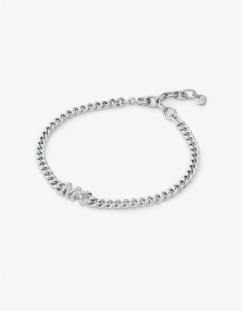 Precious Metal-Plated Sterling Silver Logo Curb Link Bracelet