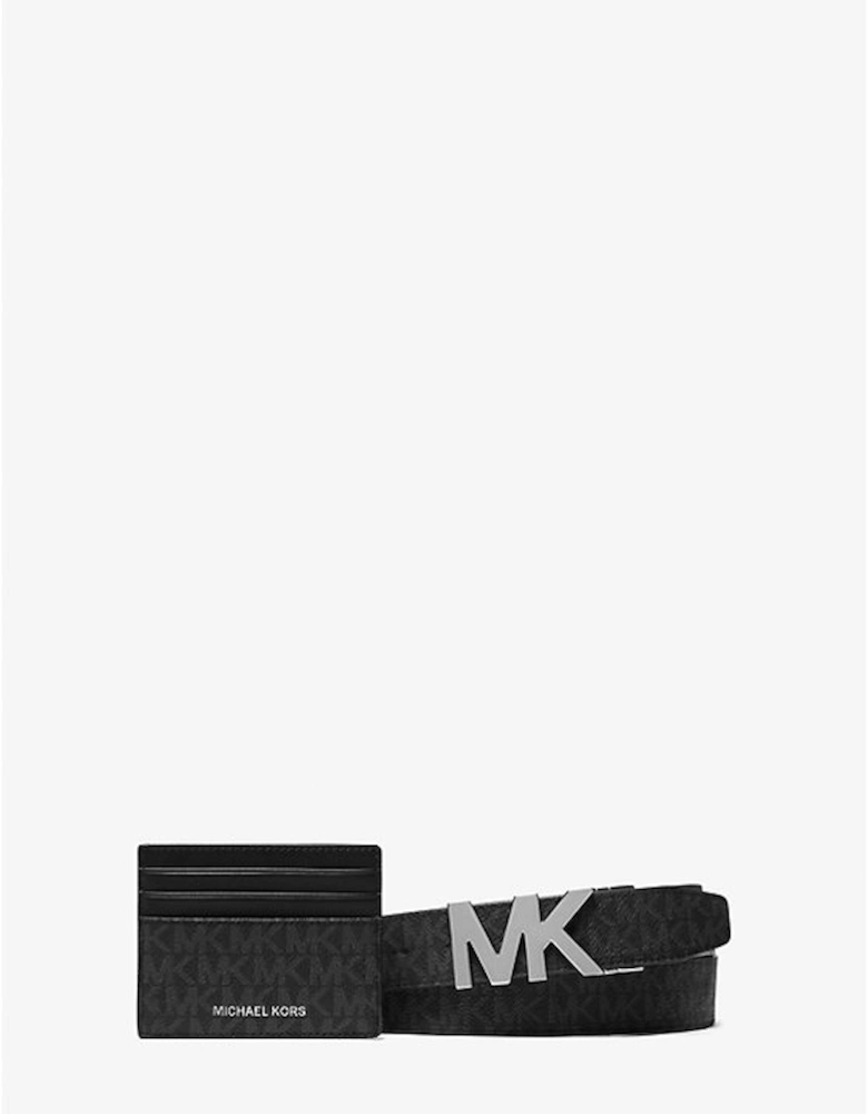 Signature Logo Card Case and Belt Gift Set