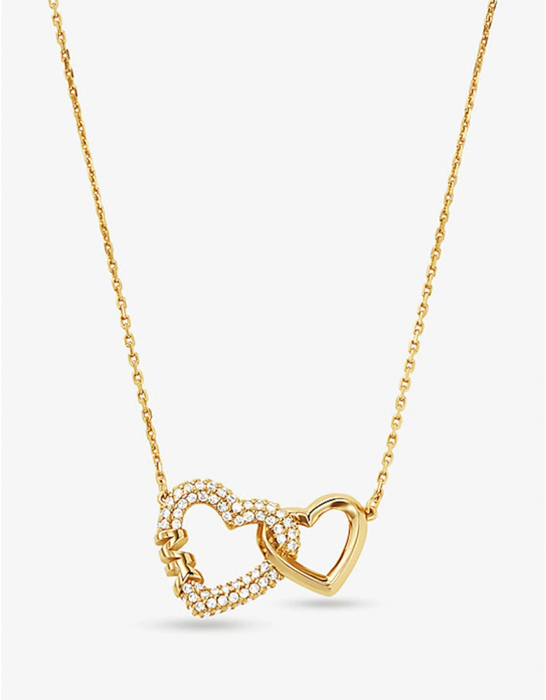 Precious Metal-Plated Sterling Silver Interlocking Hearts Necklace