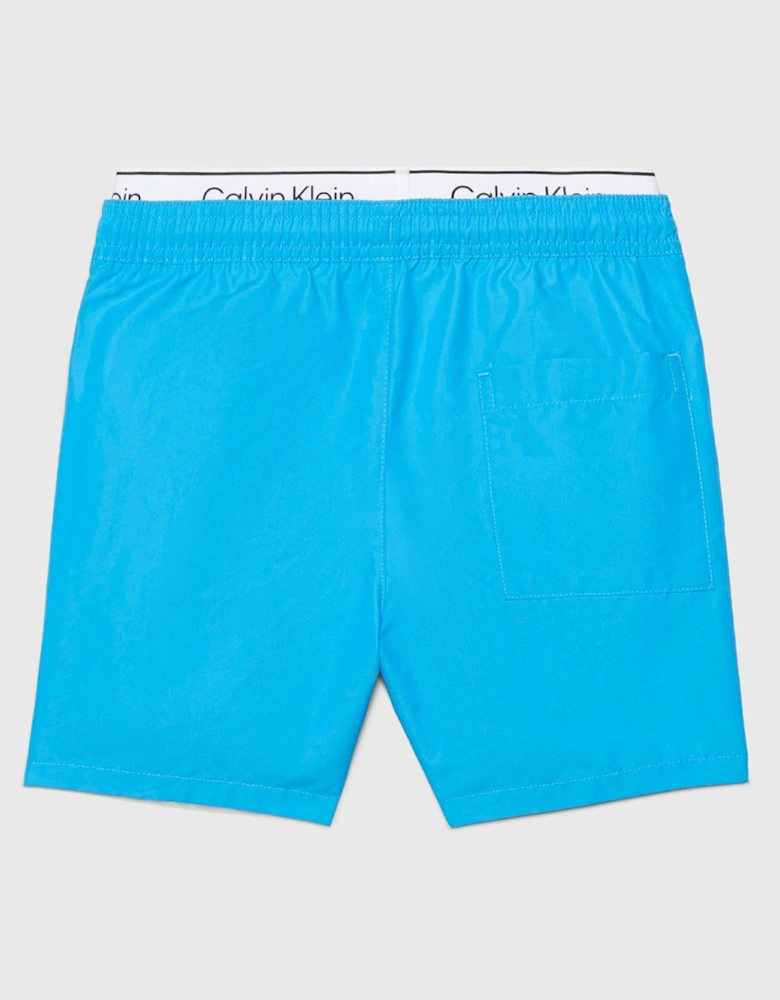 Boys Double Waist Band Swim Shorts - Malibu Blue