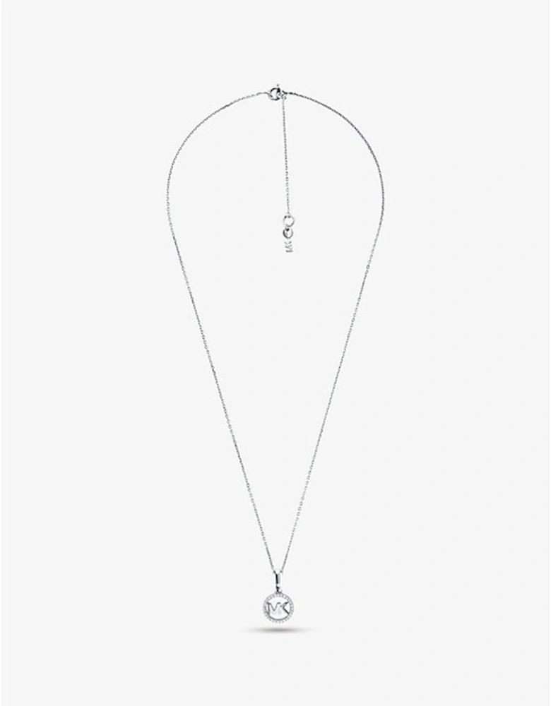 Precious Metal-Plated Pavé Logo Charm Necklace