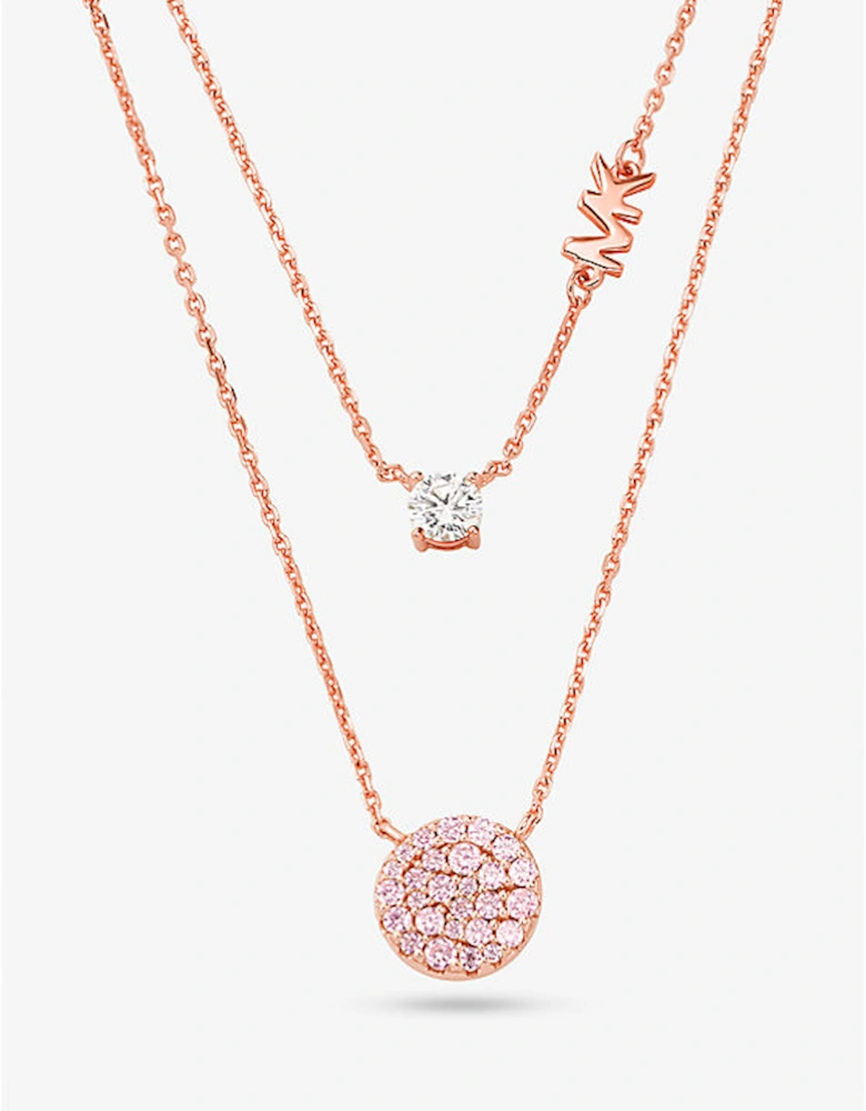 14K Rose Gold-Plated Sterling Silver Pavé Disc Layering Necklace