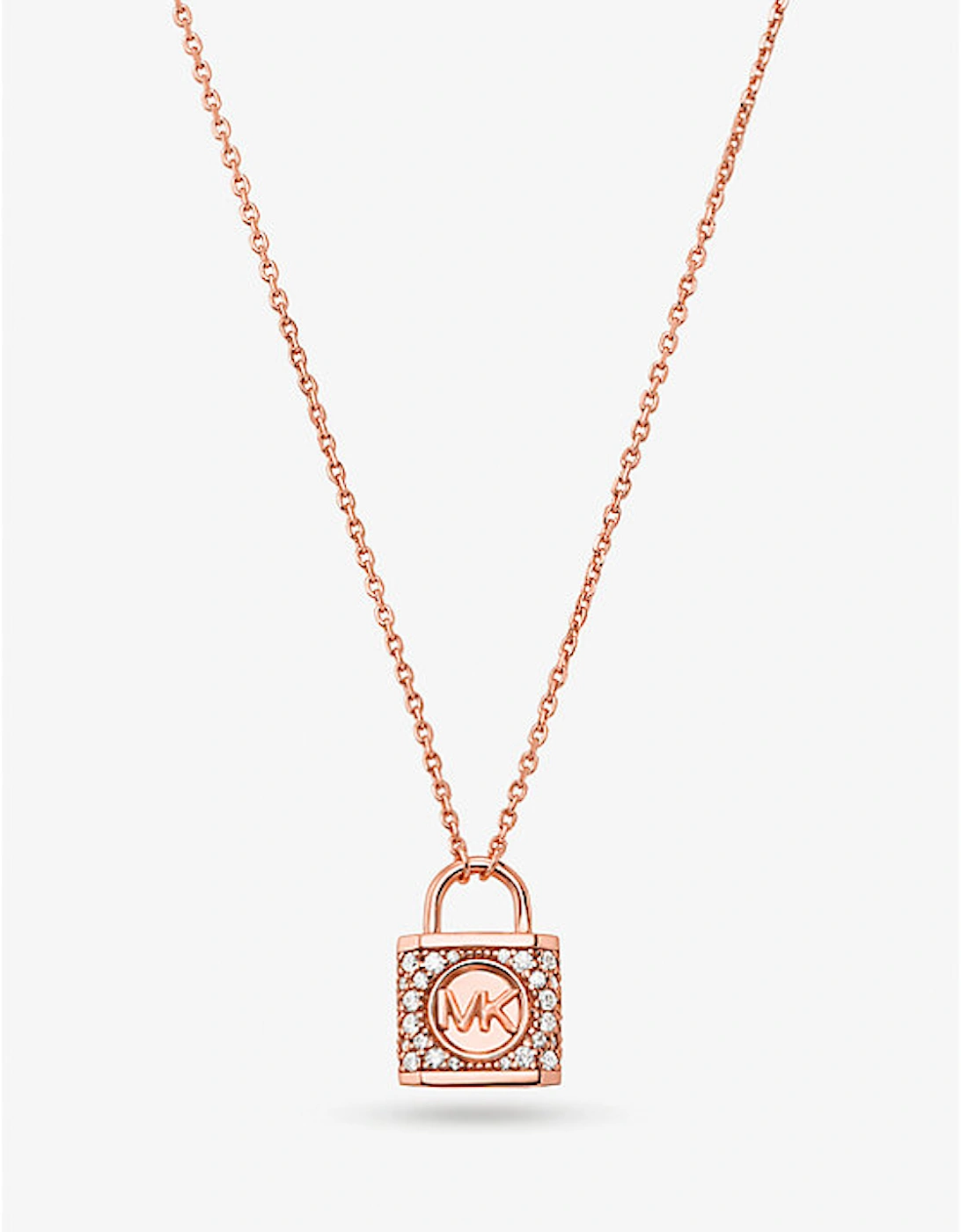 Precious Metal-Plated Sterling Silver Pavé Lock Necklace, 3 of 2