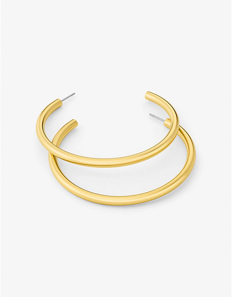 Precious-Metal Plated Brass Large Hoop Earrings